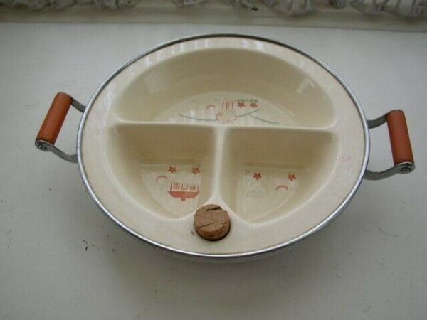 1940s Rare, Little Bo-peep Infant Chrome-Bakelite Feeding Dish