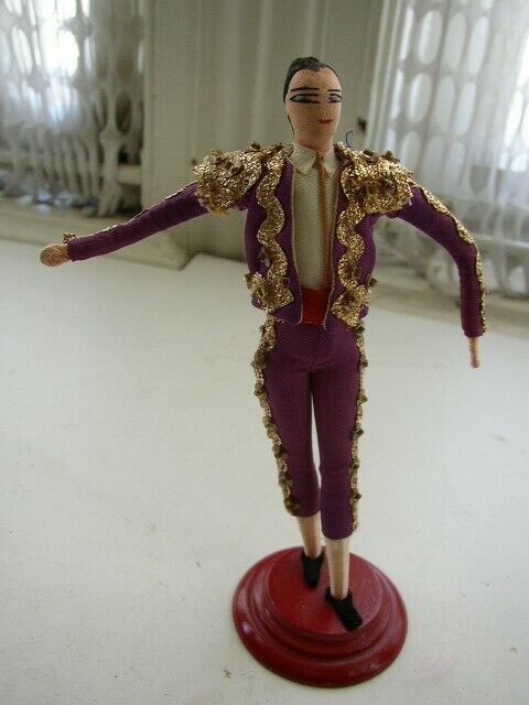 Vintage, Elegant 7″ Spanish Matador in Burgundy -Gold Attire