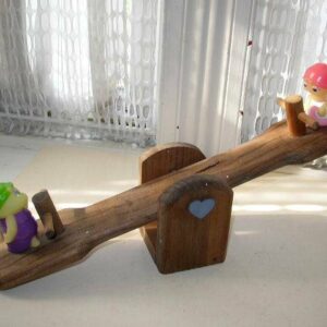 1986 Playskool Wooden See Saw with 2 Figures