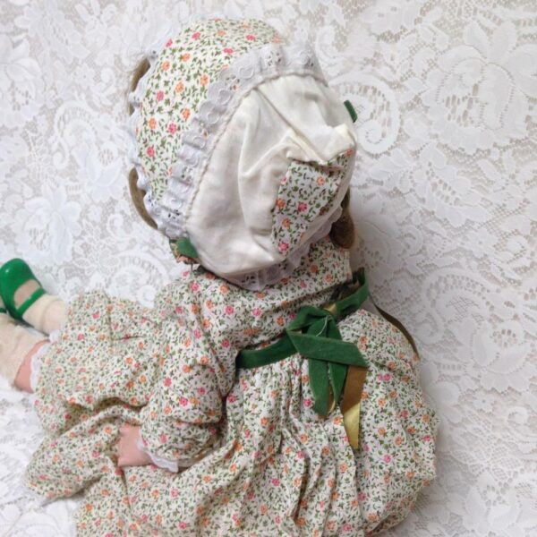 Vintage, 28in Composition Doll in Floral Dress with Green Shoes