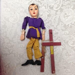 Vintage, Hazelle's, 13in Man Plastic- Wooden Marionette Doll