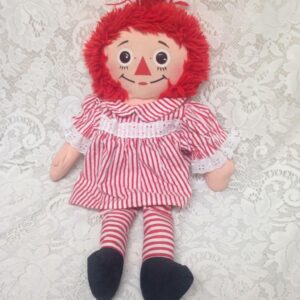 Playskool 1989 18in Raggedy Ann Doll in Red and White Stripe Dress