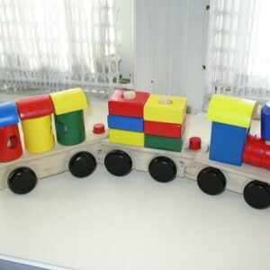 Large, Handcrafted, 18-Inch Long Wooden Toy Train- Pull Toy