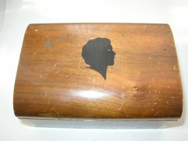 Vintage, Walnut - Lady Silhouette Jewelry Casket 7in x 5in x 3.5in