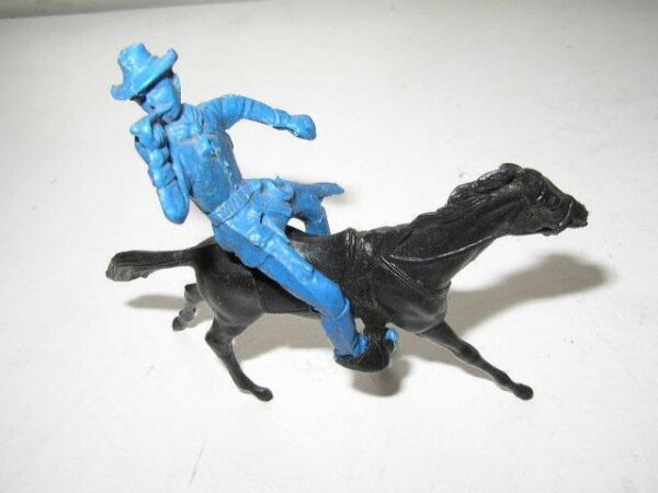 .Vintage, Blue Ranger with Trumpet and Black Horse Miniature