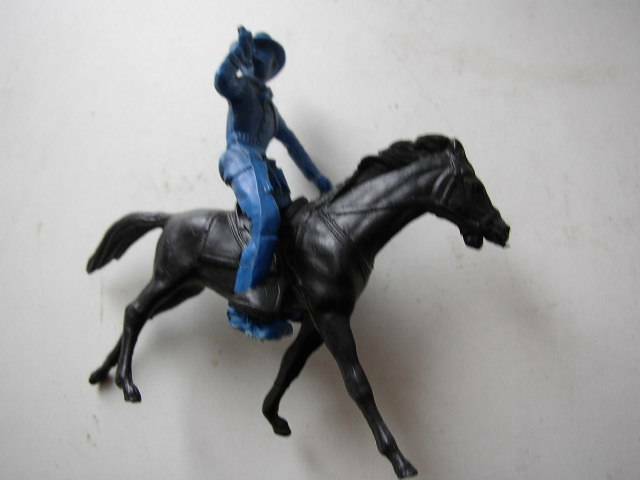.Vintage, Blue Ranger with Trumpet and Black Horse Miniature