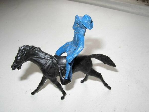 .Vintage, Blue Ranger with Trumpet and Black Horse Miniature