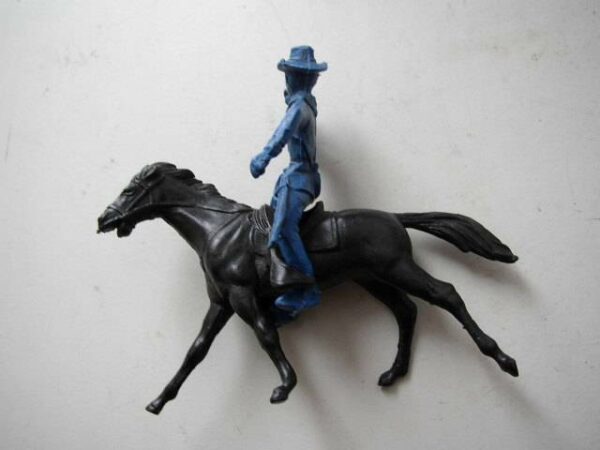 .Vintage, Blue Ranger with Trumpet and Black Horse Miniature