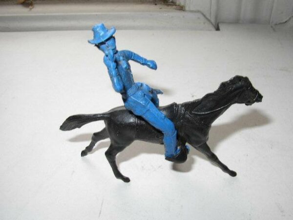 .Vintage, Blue Ranger with Trumpet and Black Horse Miniature