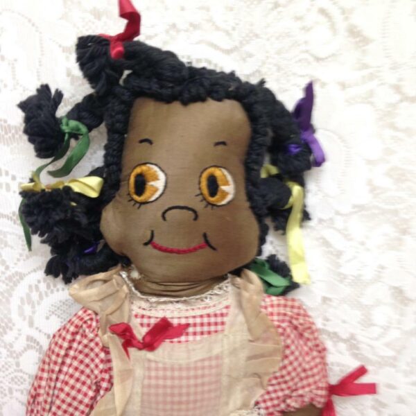 Vintage, Handcrafted African American Raggedy Ann 18-inch Doll