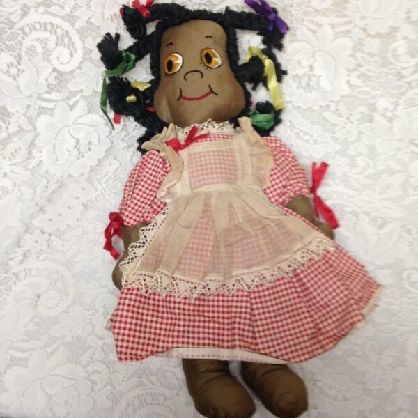 Vintage, Handcrafted African American Raggedy Ann 18-inch Doll