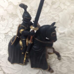 Schleich, Germany, Black Knight on Horse 9in x 5in x 3in