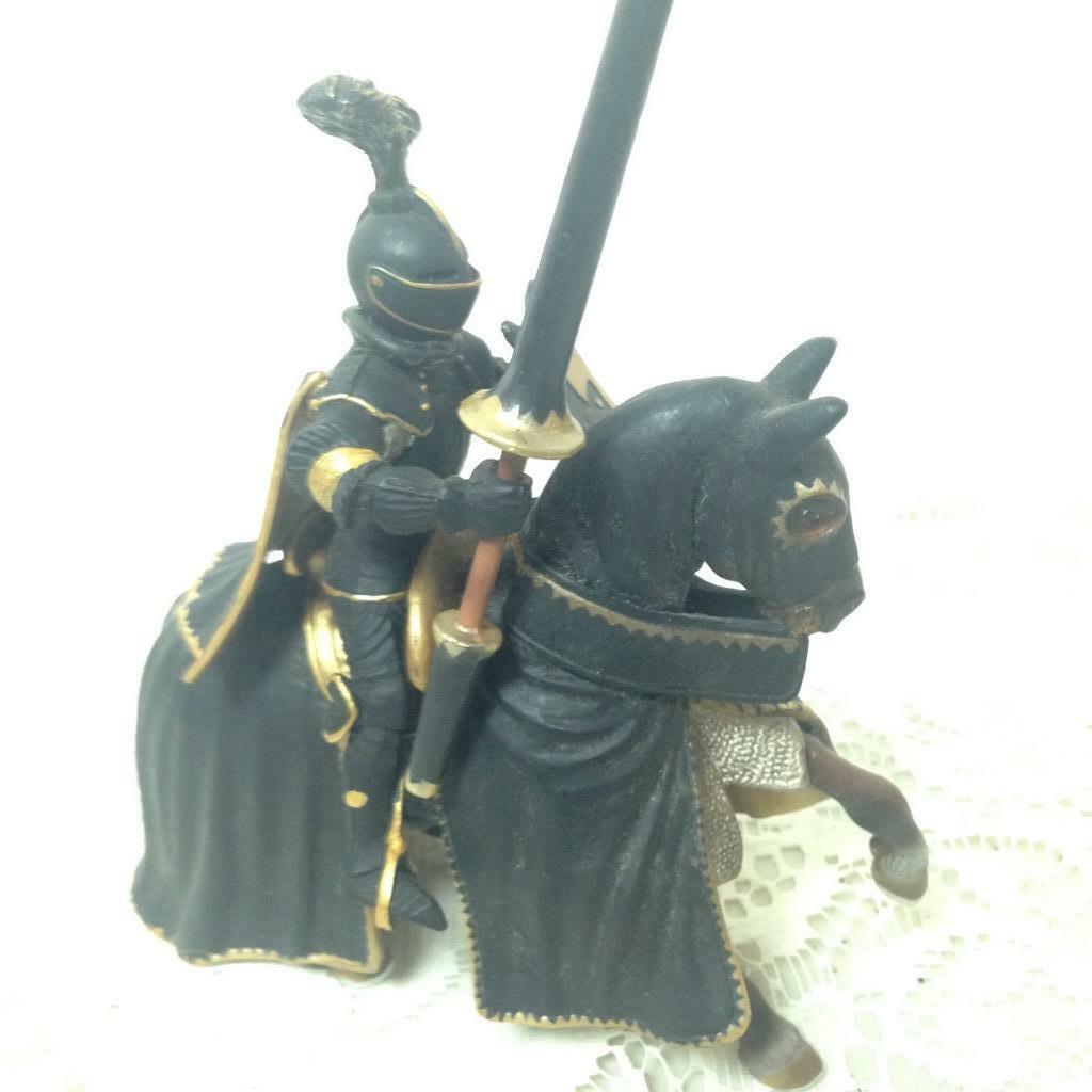 Schleich, Germany, Black Knight on Horse 9in x 5in x 3in