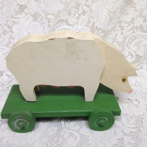 Vintage, Wooden Piggy Pull Toy (pmtb)