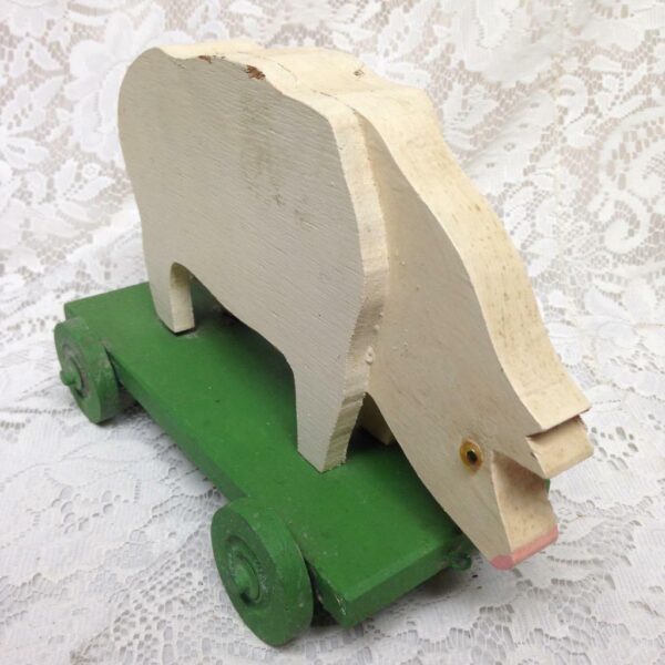 Vintage, Wooden Piggy Pull Toy (pmtb)