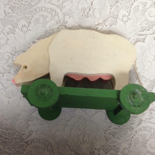 Vintage, Wooden Piggy Pull Toy (pmtb)