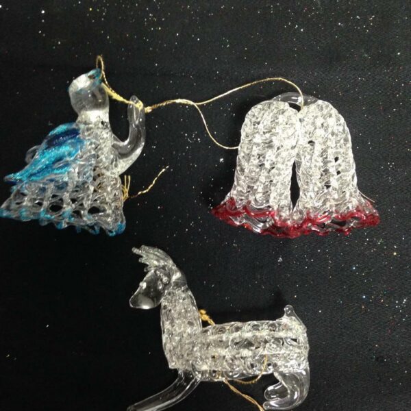 Handcrafted, 3pc Spun Glass Christmas Ornaments #6