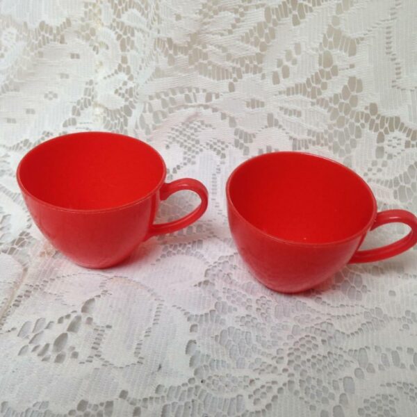 1960-70s 6-pc Orange Yellow Child’s Tin Tea Set