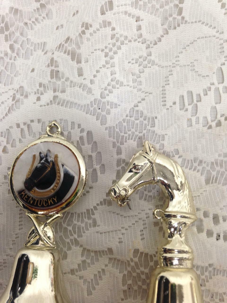 Vintage, 2pc Gold Tone Souvenir Bells- Kentucky Derby