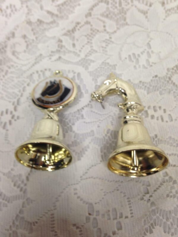 Vintage, 2pc Gold Tone Souvenir Bells- Kentucky Derby