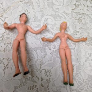 Vintage, Flagg Dolls, Large Mom and Dad 7in Rubber Dolls