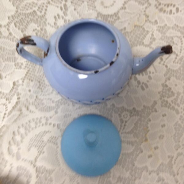 Vintage, Rare, Blue Enamelware, 6pc Childs Tea Set