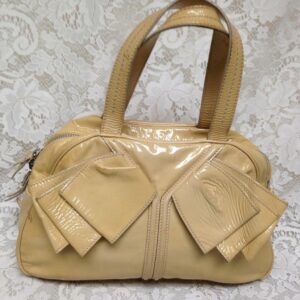 Yves Saint Laurent YSL Yellowish Patent Leather ShoulderBag 10in x 12in x 3 in