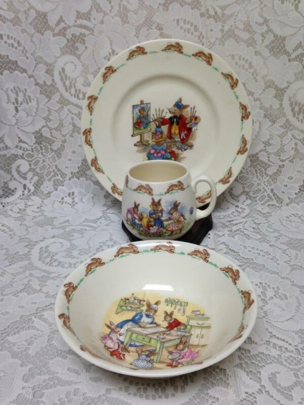 Vintage, Royal Doulton, England, Bunny Kins 3pc Child's Cup, Saucer n Plate Set