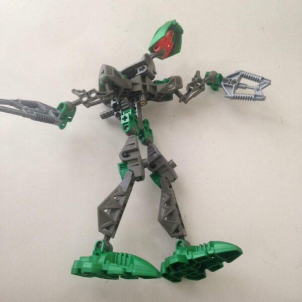 Vintage, Rare, Lego, Bionicle Red, Green and Silver Warrior 9in x 9in x 4in