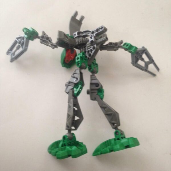 Vintage, Rare, Lego, Bionicle Red, Green and Silver Warrior 9in x 9in x 4in