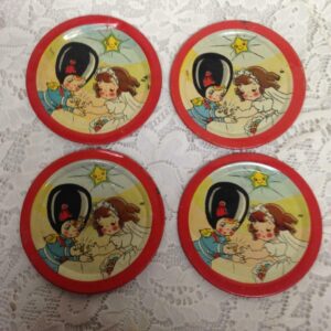 1940-50s Ohio Art, #105 The Wedding, 4-pc Child's Tin Plates