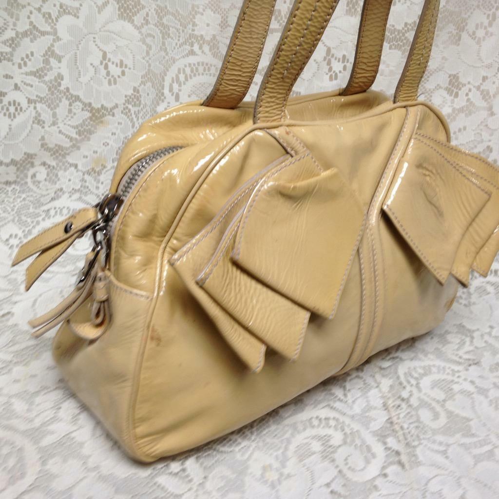 Yves Saint Laurent YSL Yellowish Patent Leather ShoulderBag 10in x 12in x 3 in