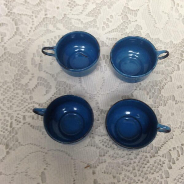 Vintage, 11-pc French Blue Enamelware Child's Tea Set