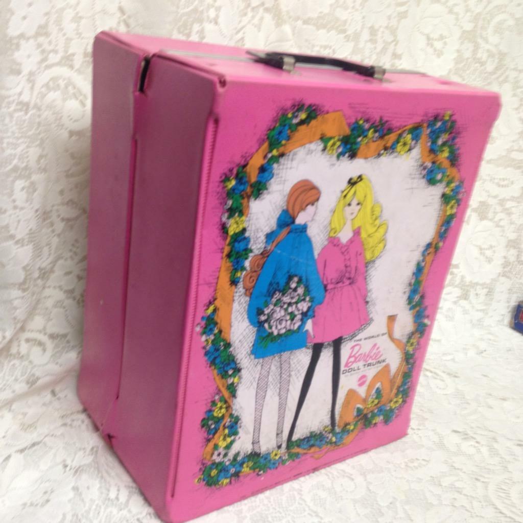 Vintage, 1968 Mattel Inc., Barbie Pink Doll Trunk 13in x 10.5in x 7.5in