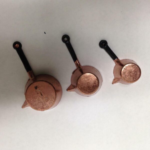 Vintage Doll House Miniatures 3pc Brass Cookware (1in to 2in)