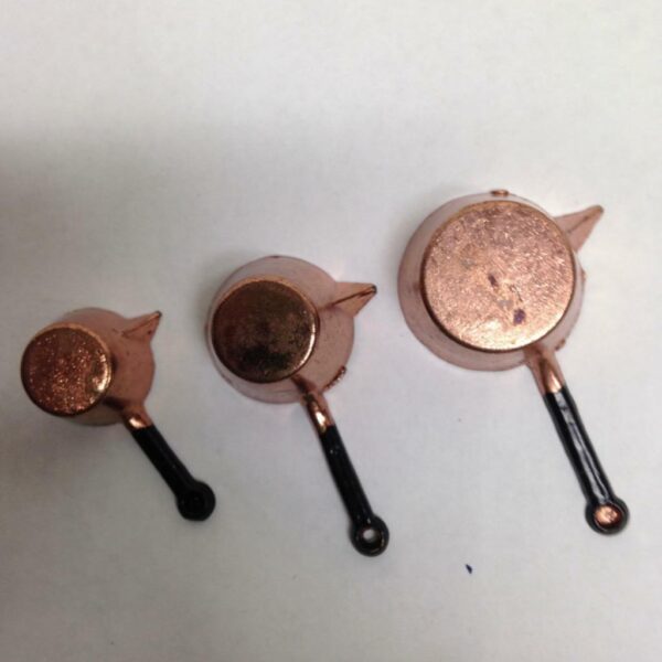 Vintage Doll House Miniatures 3pc Brass Cookware (1in to 2in)