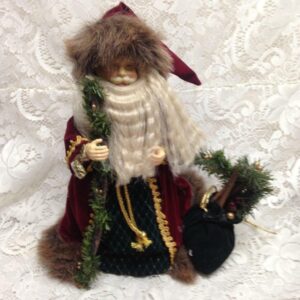 Classic Santa in Burgundy and Green Attire 13in x 10in x 8in