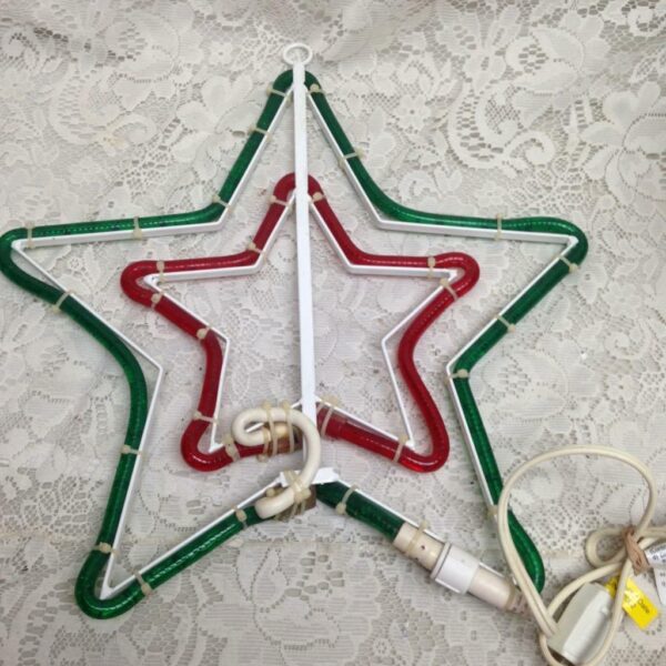 Vintage Large Star, Red and Green Electric Tree Topper 15in w