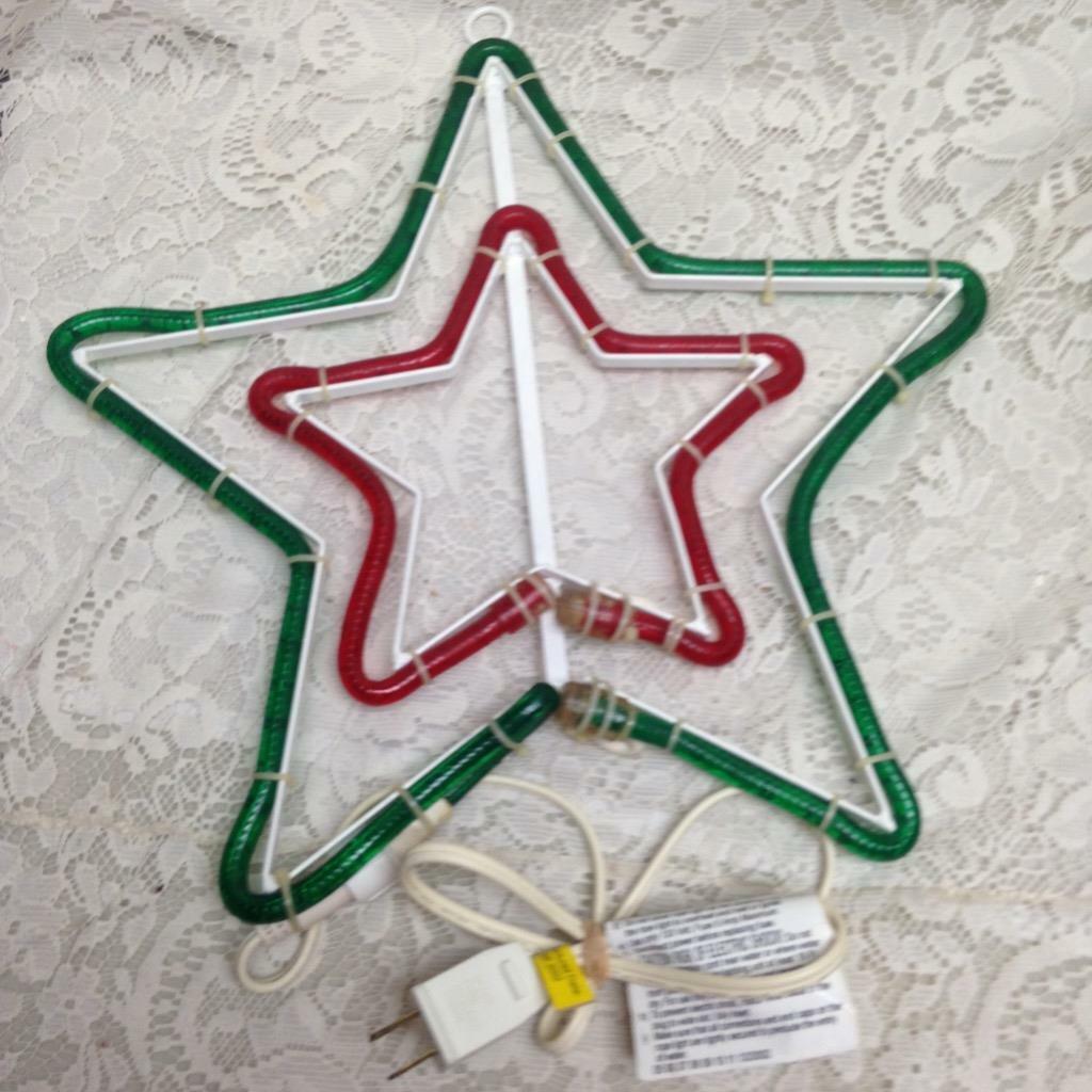 Vintage Large Star, Red and Green Electric Tree Topper 15in w