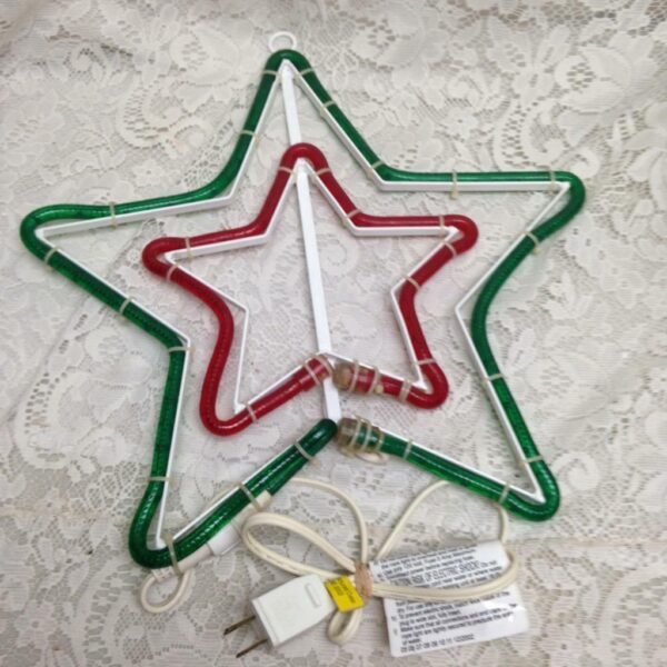 Vintage Large Star, Red and Green Electric Tree Topper 15in w