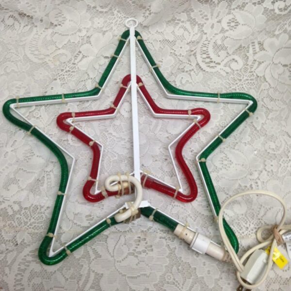 Vintage Large Star, Red and Green Electric Tree Topper 15in w