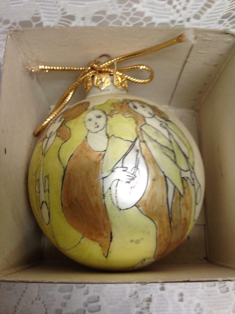 Charles Warren Handpainted Christmas Glass Ornament. with Box