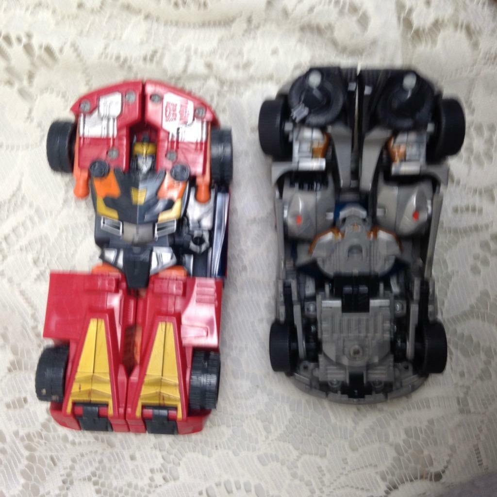 2pc Lot Transformers Red and Blue Car -6in L