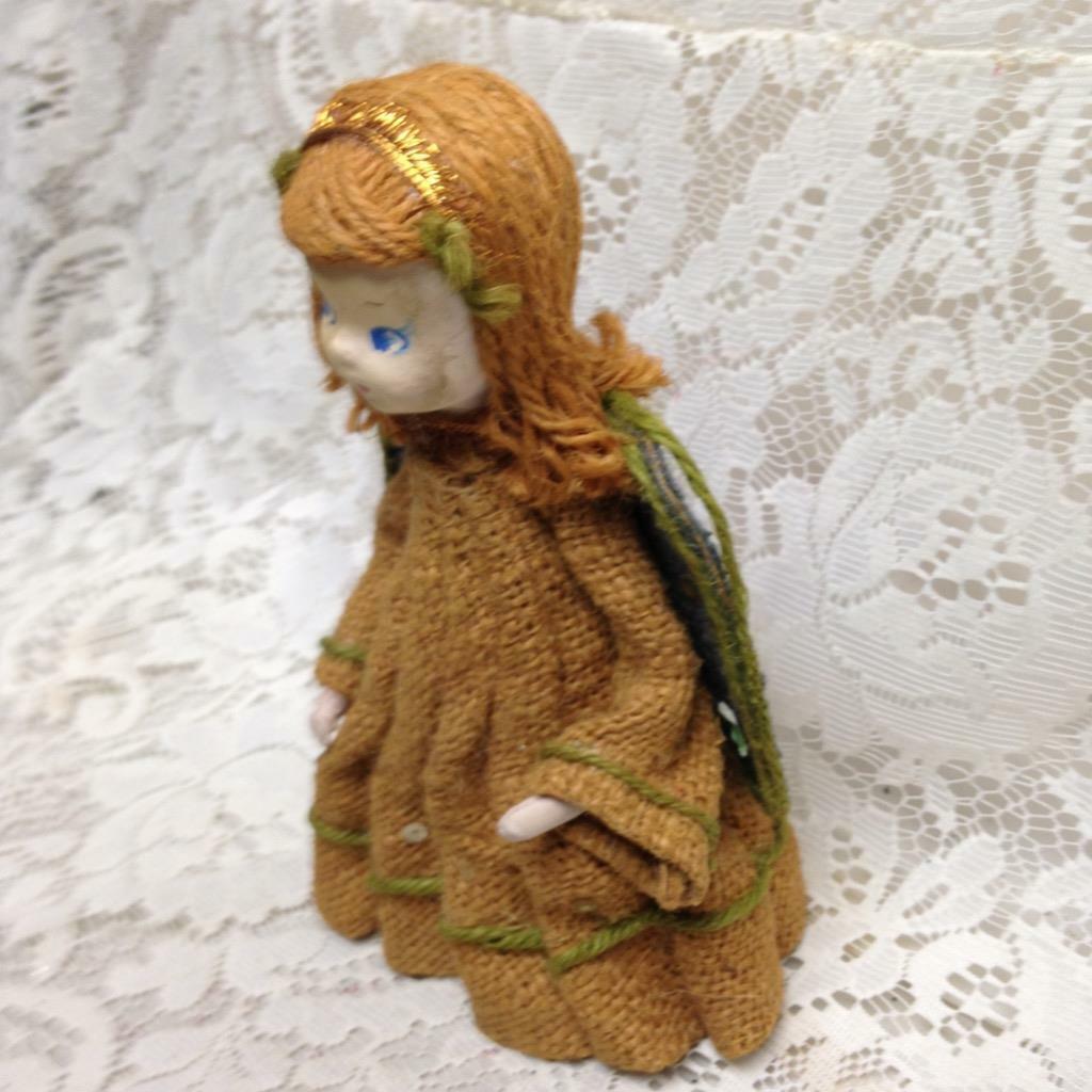 Vintage, Handcrafted, Angel Christmas Tree Topper in Sack Cloth 8in x 5in