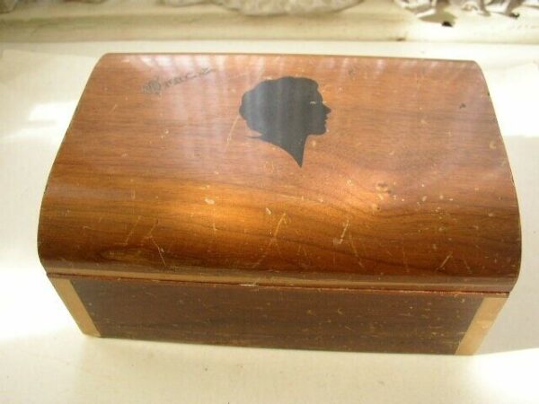 Vintage, Walnut - Lady Silhouette Jewelry Casket 7in x 5in x 3.5in