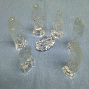 Vintage, Rare, 7pc Christmas Solid Glass Nativity Set 4in to 2in each