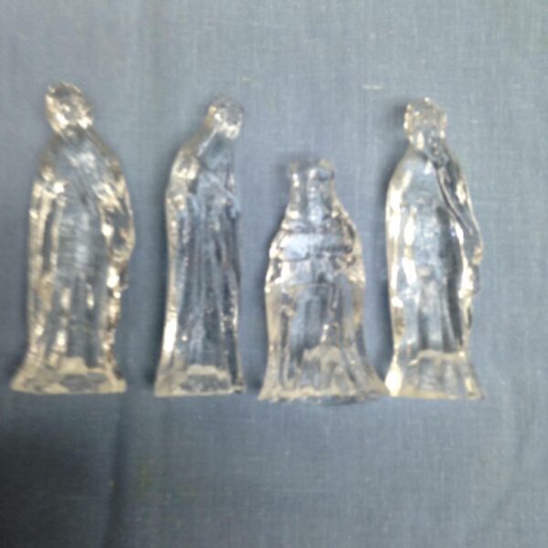 Vintage, Rare, 7pc Christmas Solid Glass Nativity Set 4in to 2in each