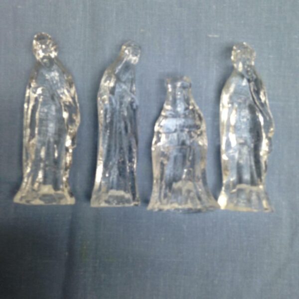 Vintage, Rare, 7pc Christmas Solid Glass Nativity Set 4in to 2in each