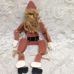 Vintage, Rare, Wooden Jointed Mantel Santa