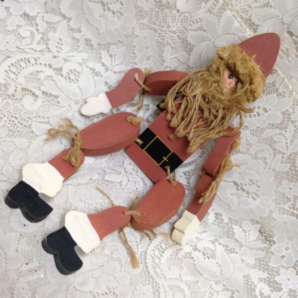 Vintage, Rare, Wooden Jointed Mantel Santa